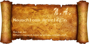 Neuschloss Arszlán névjegykártya